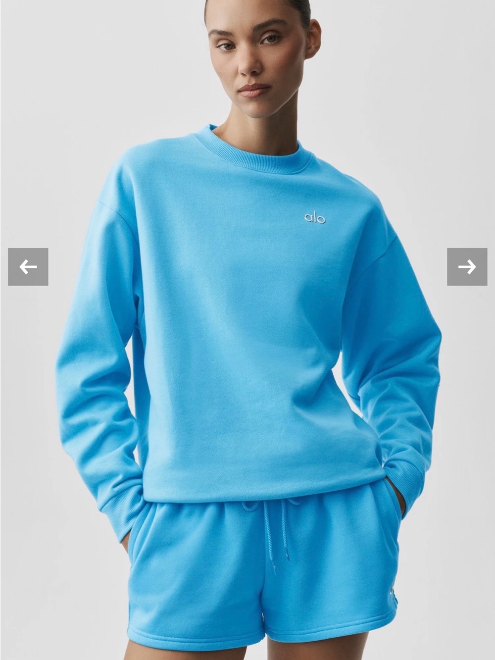 ALO Yoga Accolade Crew Neck Pullover Medium Limited: Azure Blue NWT
